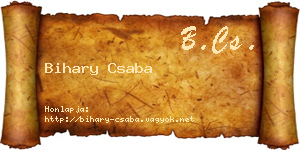 Bihary Csaba névjegykártya